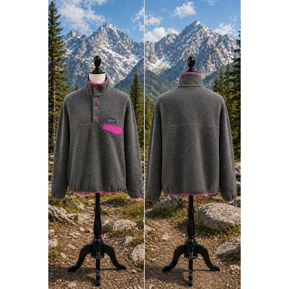 Patagonia Synchilla Snap-T Fleece Pullover Gray Pink Women’s L